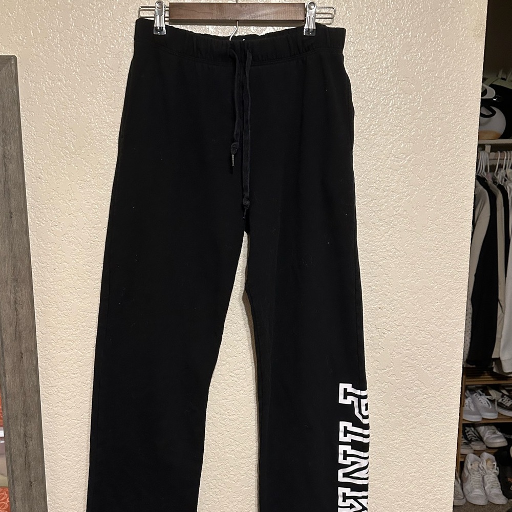 Small Black and White Victoria Secret Pink Drawstring Sweatpants Straight Leg